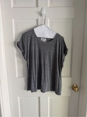 Current/Elliott Heather Gray Rolled Sleeve Tee Made USA Size 3